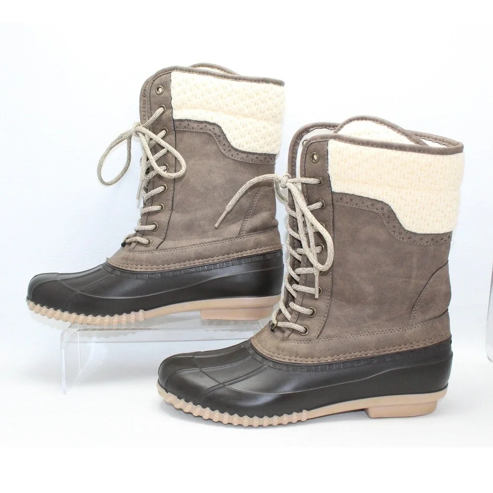 Magellan Outdoors Womens Brown Duck Boots Knit Collar FWMFFS4057 Size 10‎